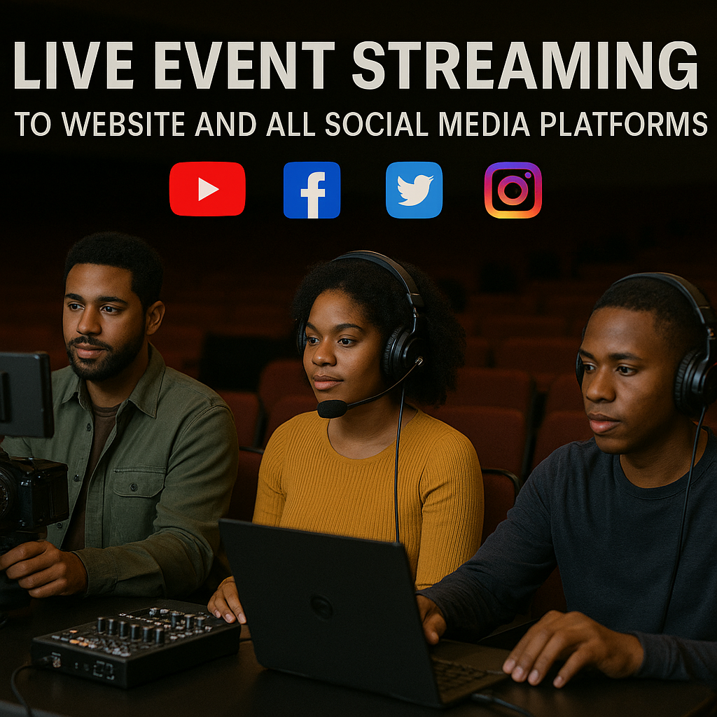 Live event streaming to website and social media platforms